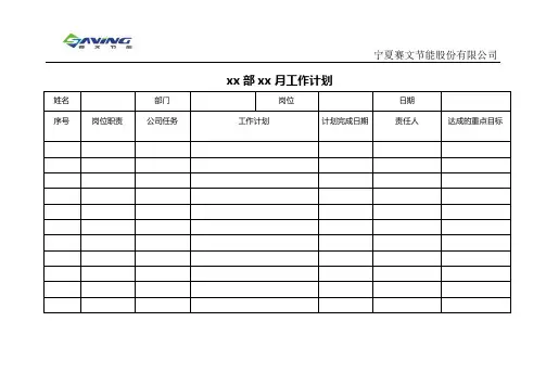 月、周工作总结与计划表格
