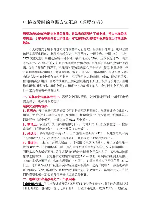 电梯故障时的判断方法汇总