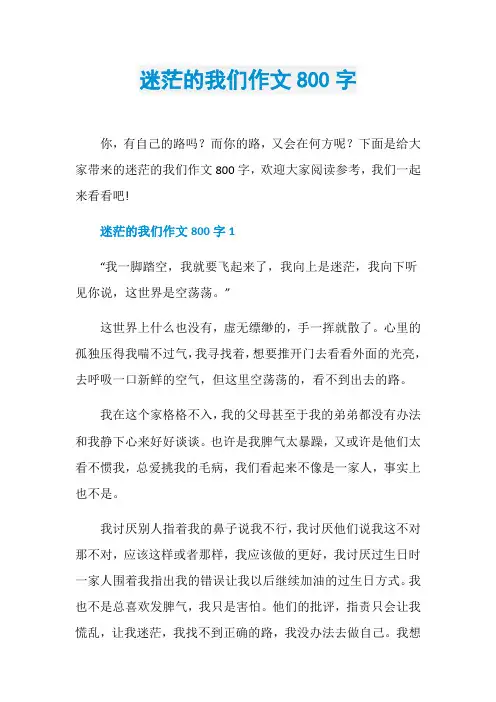 迷茫的我们作文800字