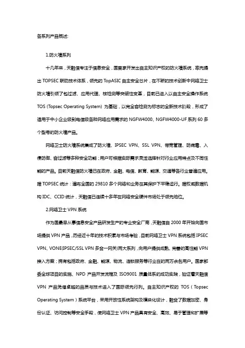 各系列产品概述