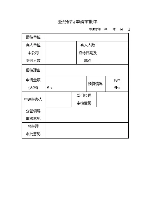 附1.业务招待申请审批单