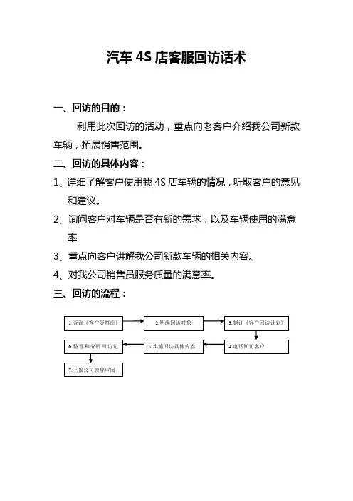 汽车4S店客服回访话术