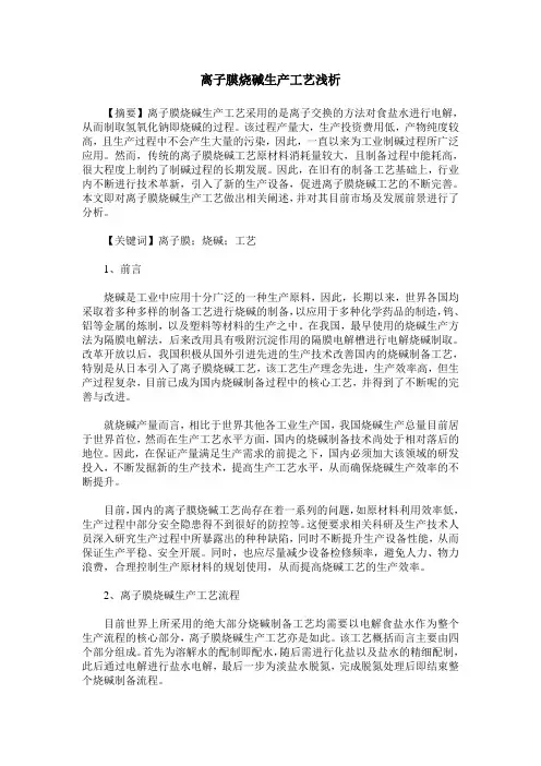 离子膜烧碱生产工艺浅析