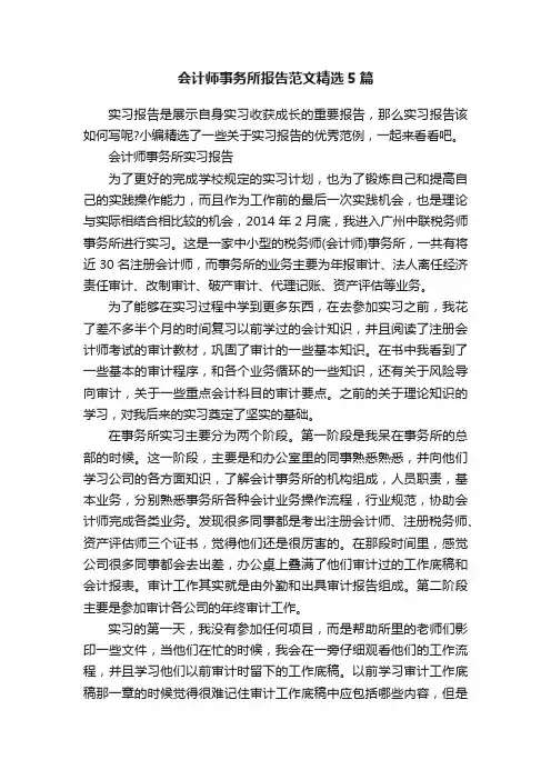 会计师事务所报告范文精选5篇