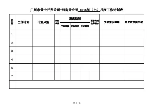 员工月度工作计划表_模板