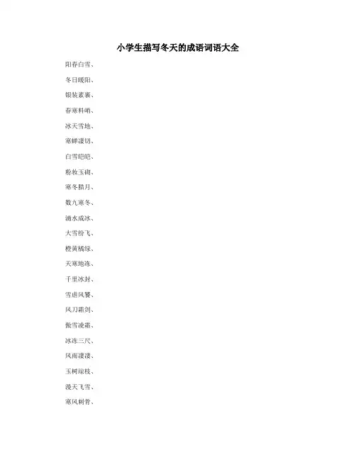 小学生描写冬天的成语词语大全