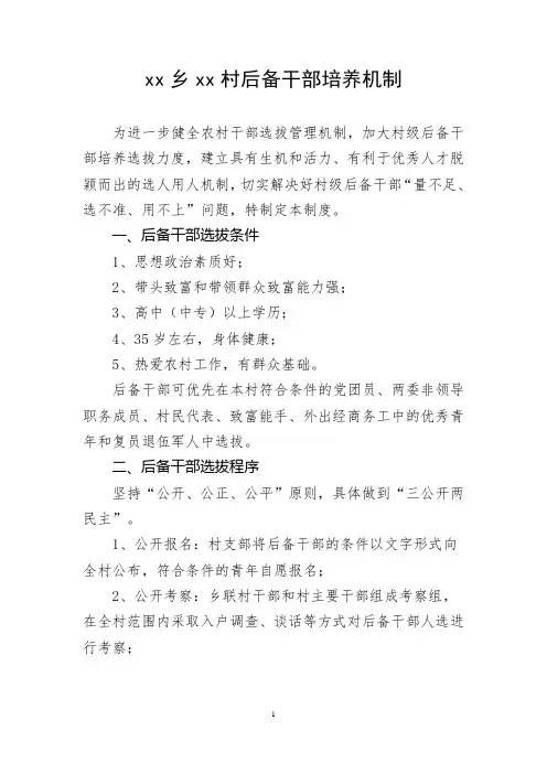 XX村后备干部培养机制