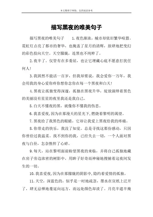 描写黑夜的唯美句子 2
