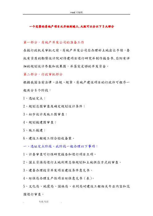 房地产项目开发需办的证件与流程图