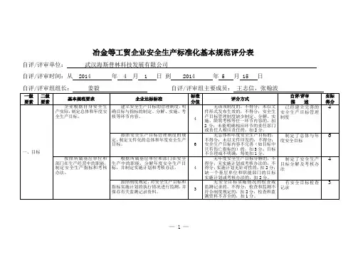 冶金等工贸企业安全生产标准化基本规范评分细则 2