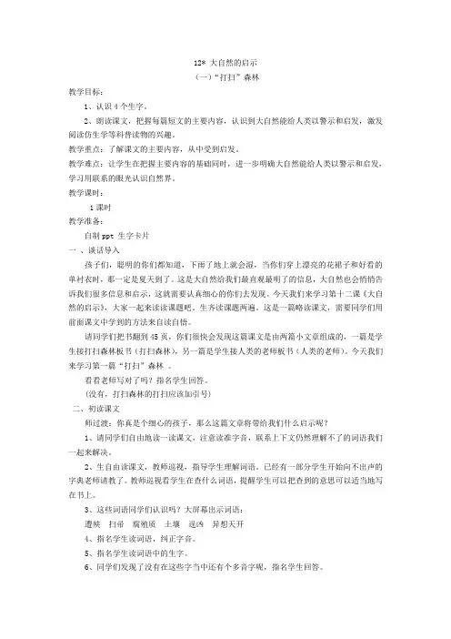 12大自然的启示教学设计