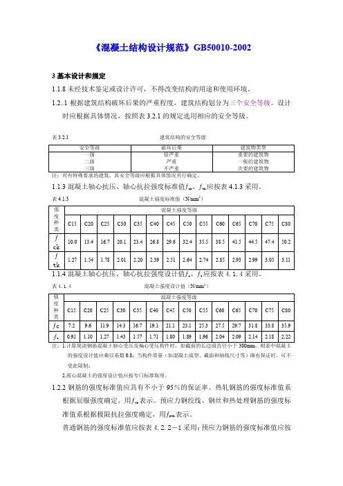 【混凝土结构设计规范】GB50010-2002