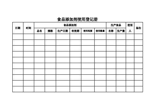 食品添加剂使用登记册