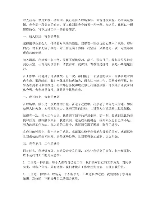 工作中的青春感言