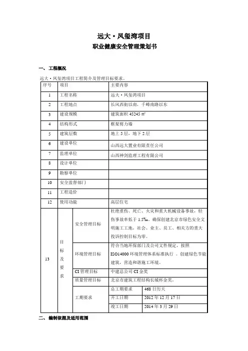职业健康安全管理策划书