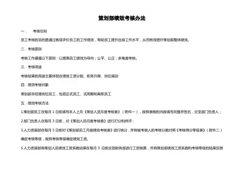 策划部绩效考核方法