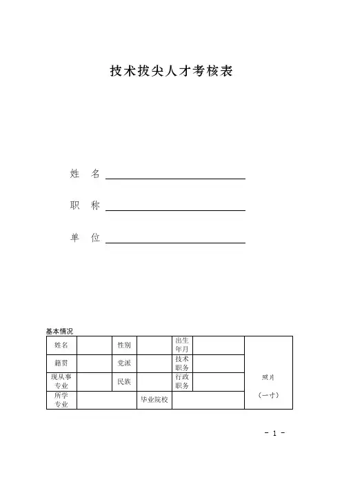公司技术拔尖人才考核表