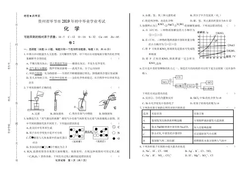 2019年贵州省毕节市中考化学试卷历年中考真题化学试卷