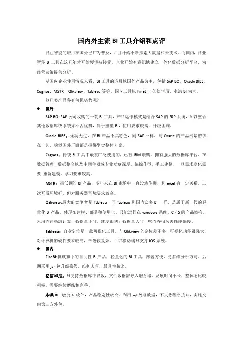 国内外主流BI工具介绍和点评
