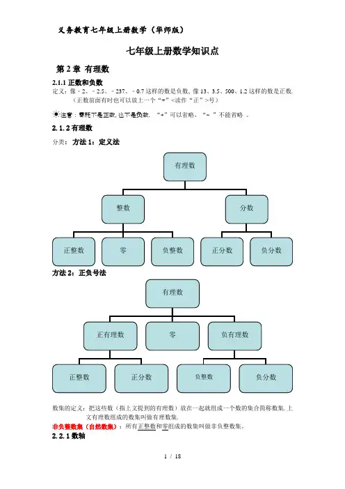 华师大版七年级上册数学知识点(1)
