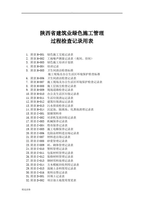 绿色施工表格大全