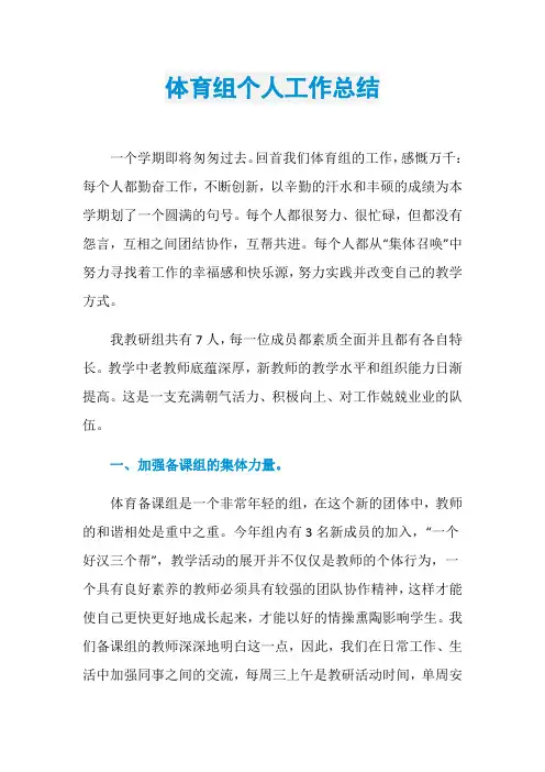 体育组个人工作总结
