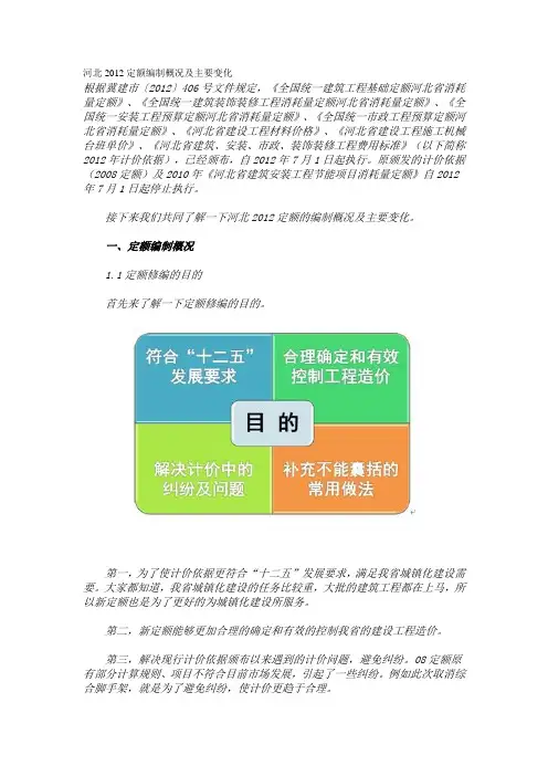 河北2012定额编制概况及主要变化