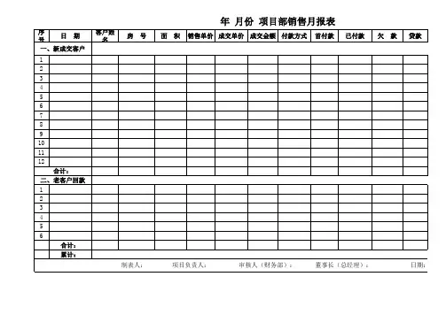 销售月报表模板