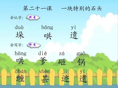 21 一块特别的石头生字