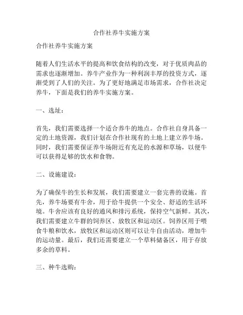合作社养牛实施方案