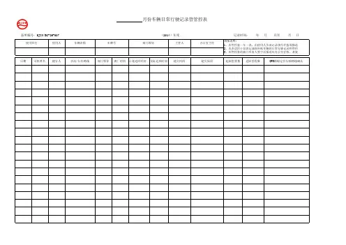 车辆日常行驶记录管控表