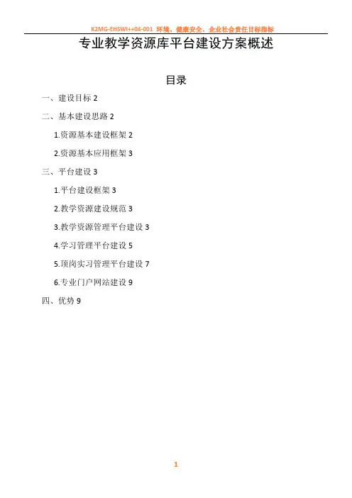 专业教学资源库平台建设方案概述 2