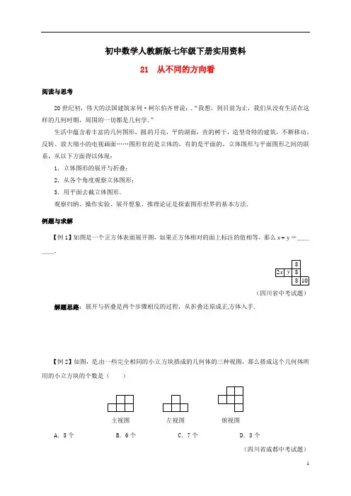 初中数学人教新版七年级下册培优：专题21-从不同的方向看试题(含答案)