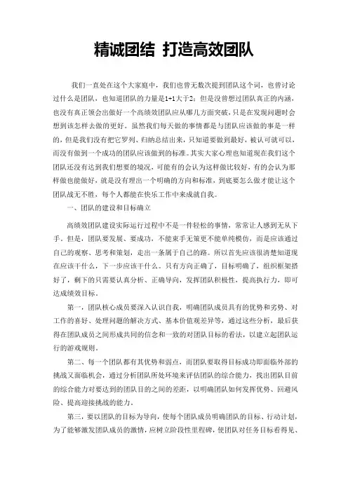 精诚团结-打造高效团队