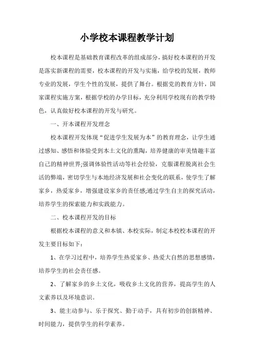 小学校本课程教学计划 2