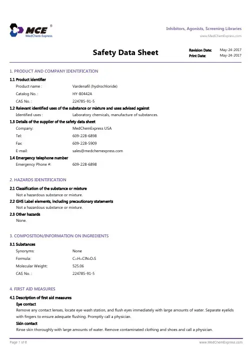Vardenafil_hydrochloride_SDS_MedChemExpress