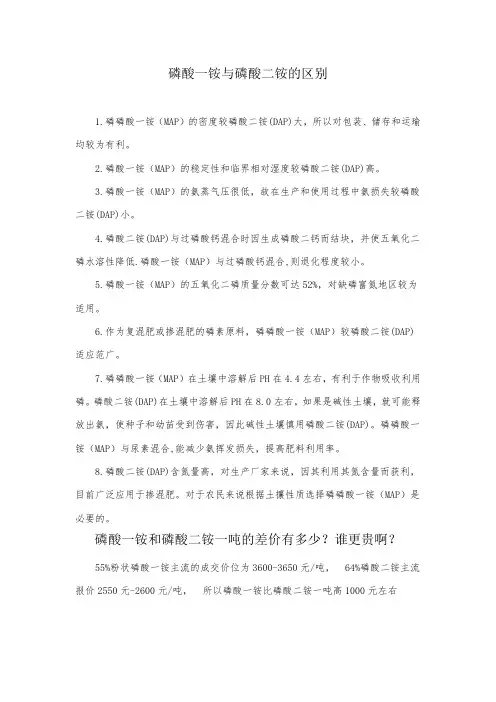 磷酸一铵与磷酸二铵的区别