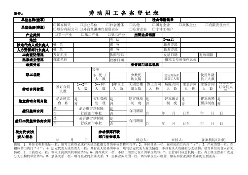 劳动合同备案登记表