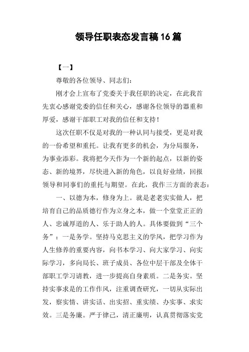 领导任职表态发言稿16篇