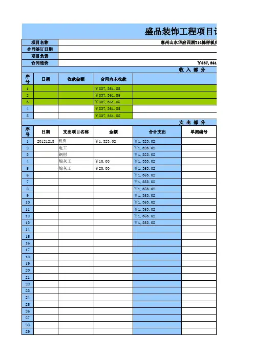 会计-工程项目记账表