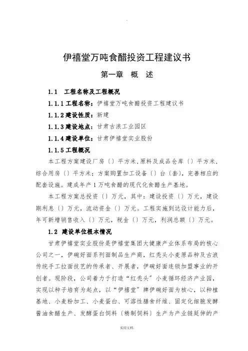 食醋项目计划书