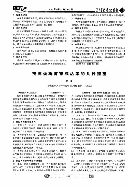 提高蛋鸡育雏成活率的几种措施