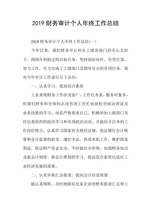 2019财务审计个人年终工作总结