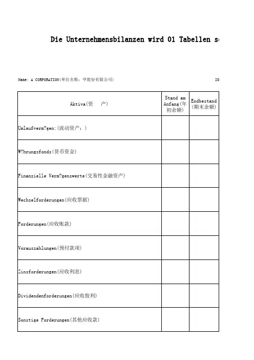 资产负债表、利润表空白表下载_by 德语