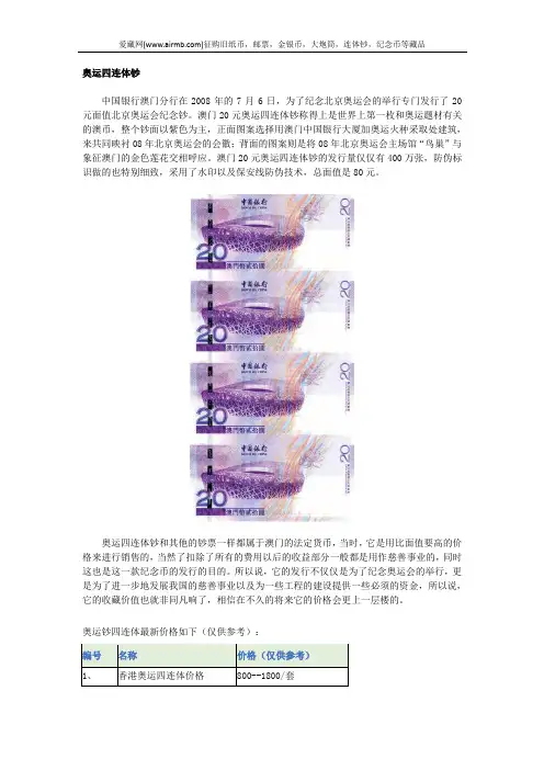 奥运四连体钞
