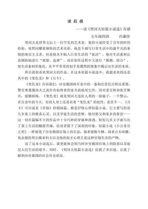 契诃夫读后感