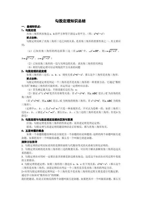 勾股定理知识点总结及练习