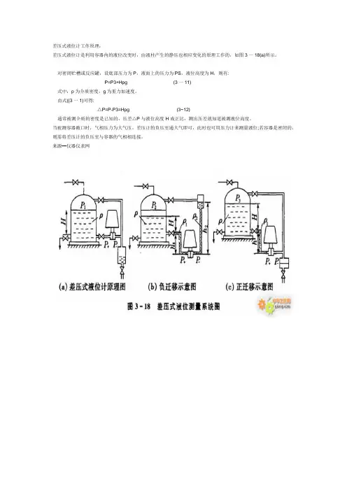 差压式液位计工作原理