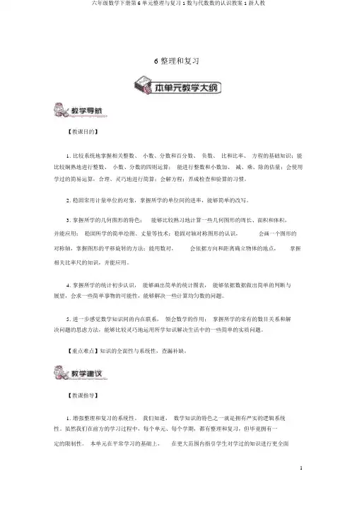 六年级数学下册第6单元整理与复习1数与代数数的认识教案1新人教