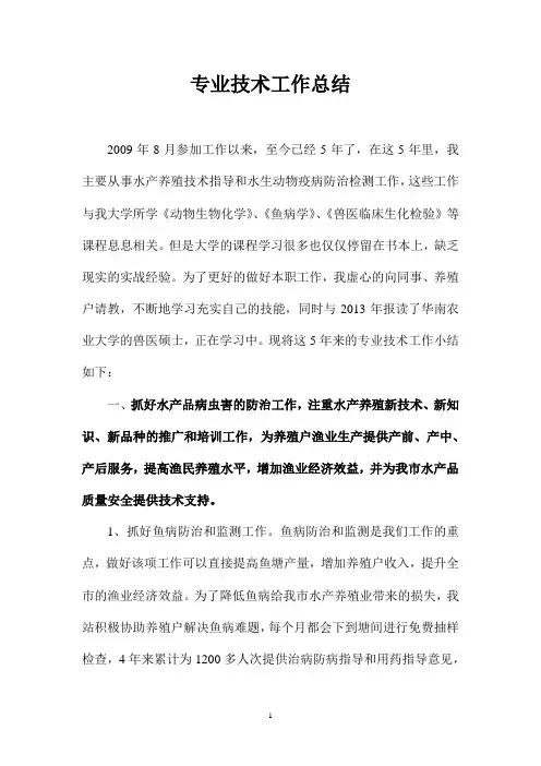 专业技术工作总结